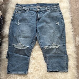 a.n.a Distressed Light Blue Boyfriend Jeans